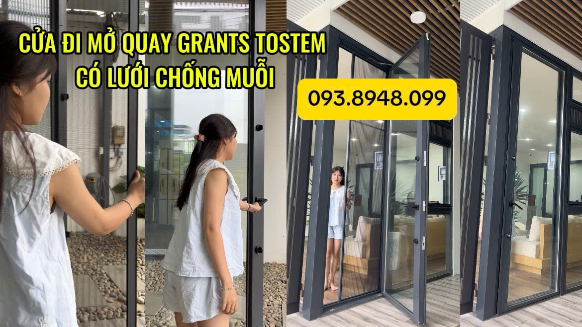 Cửa Đi Mở Quay GRANTS TOSTEM Nhật Bản Tích Hợp Lưới Chống Muỗi Cho Nhà Phố